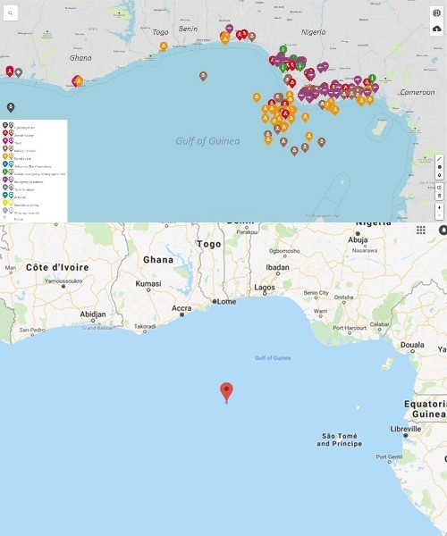 Reported Pirates areas in Gulf of Guinea